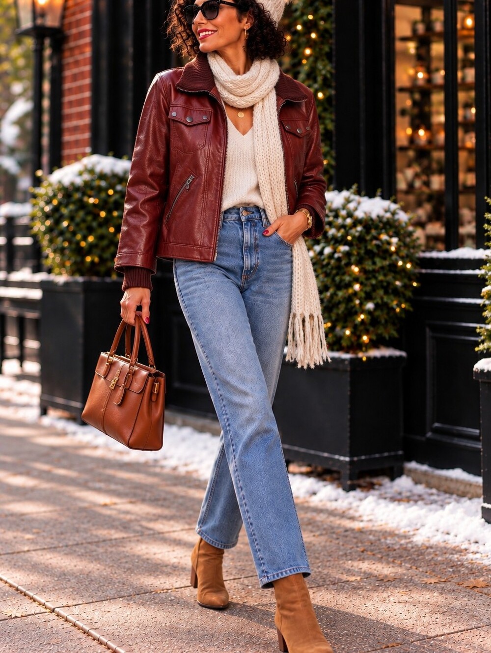Bernardo Deep Red Moto Jacket